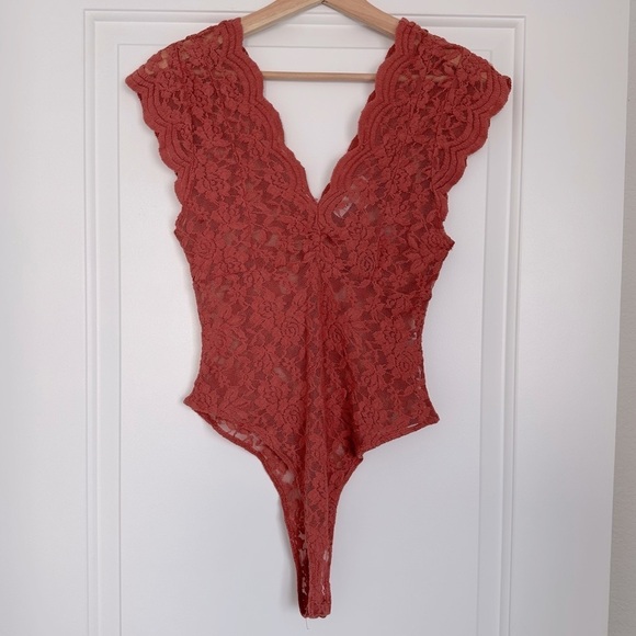 Love Tree Red/Pink Lace Body Suit - Picture 1 of 6